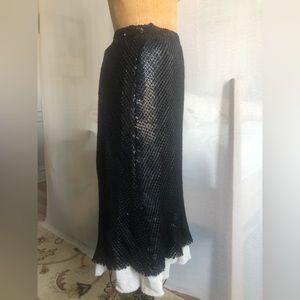 Bias Black sequin chiffon midi skirt